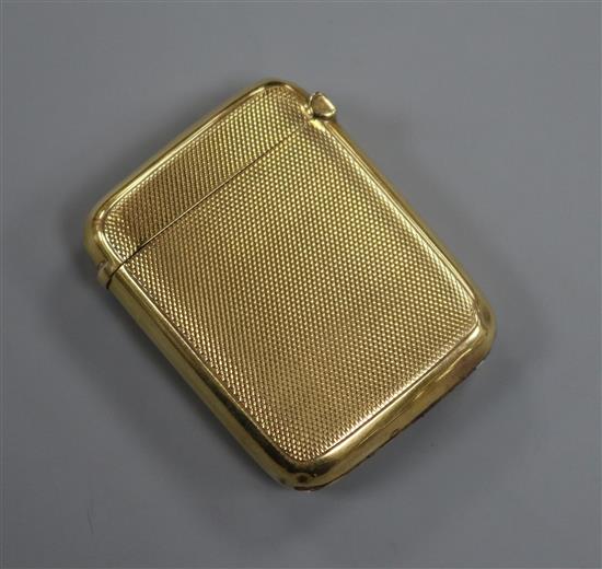 A George V 18ct gold vesta case by Asprey & Co Ltd, 49mm.